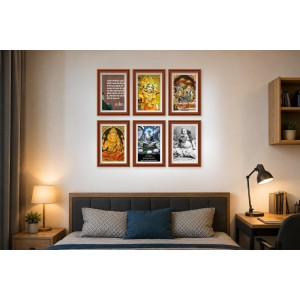 Pack Of 6 Laminated A4 Wall Posters | Spiritual, Motivational & Inspirational Designs | 250 GSM Photo Paper | Water-Resistant | Double-Sided Tape (F39283)