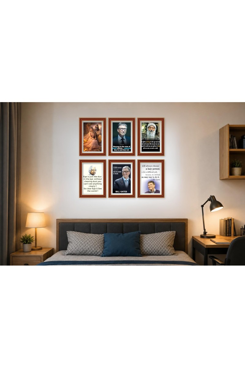 Pack Of 6 Laminated A4 Wall Posters | Spiritual, Motivational & Inspirational Designs | 250 GSM Photo Paper | Water-Resistant | Double-Sided Tape (F39029)