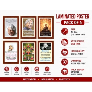 Pack Of 6 Laminated A4 Wall Posters | Spiritual, Motivational & Inspirational Designs | 250 GSM Photo Paper | Water-Resistant | Double-Sided Tape (F39396) Pack Of 6 Laminated A4 Wall Posters | Spiritual, Motivational & Inspirational Designs | 250 GSM Photo Paper | Water-Resistant | Double-Sided Tape (F39396)