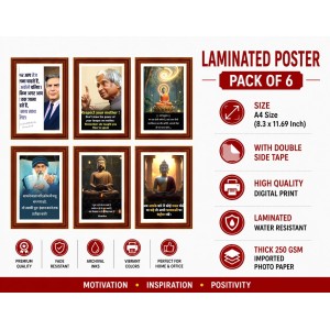 Pack Of 6 Laminated A4 Wall Posters | Spiritual, Motivational & Inspirational Designs | 250 GSM Photo Paper | Water-Resistant | Double-Sided Tape (F39382) Pack Of 6 Laminated A4 Wall Posters | Spiritual, Motivational & Inspirational Designs | 250 GSM Photo Paper | Water-Resistant | Double-Sided Tape (F39382)