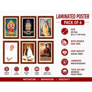 Pack Of 6 Laminated A4 Wall Posters | Spiritual, Motivational & Inspirational Designs | 250 GSM Photo Paper | Water-Resistant | Double-Sided Tape (F38989)