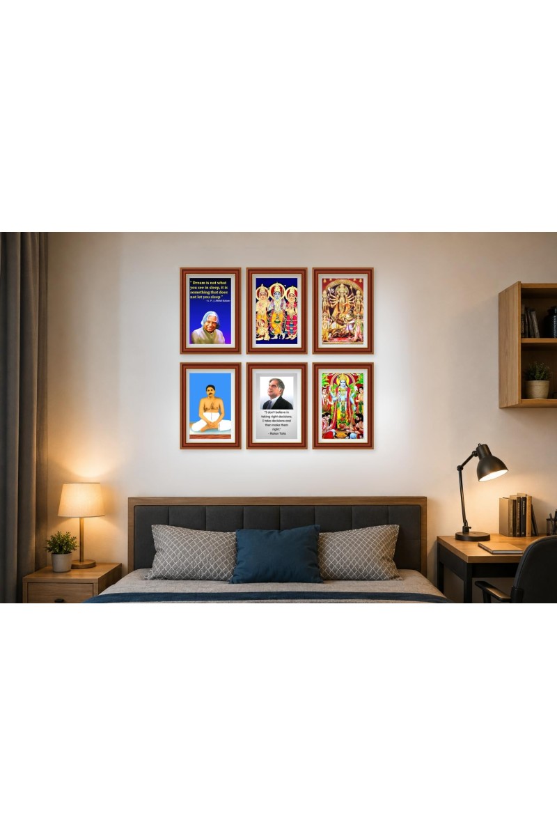 Pack Of 6 Laminated A4 Wall Posters | Spiritual, Motivational & Inspirational Designs | 250 GSM Photo Paper | Water-Resistant | Double-Sided Tape (F39361)