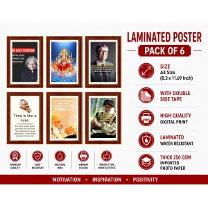 Pack Of 6 Laminated A4 Wall Posters | Spiritual, Motivational & Inspirational Designs | 250 GSM Photo Paper | Water-Resistant | Double-Sided Tape (F39028) Pack Of 6 Laminated A4 Wall Posters | Spiritual, Motivational & Inspirational Designs | 250 GSM Photo Paper | Water-Resistant | Double-Sided Tape (F39028)
