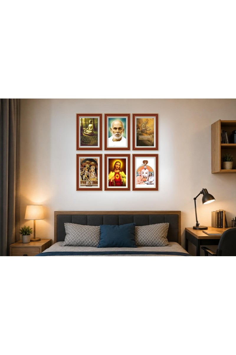 Pack Of 6 Laminated A4 Wall Posters | Spiritual, Motivational & Inspirational Designs | 250 GSM Photo Paper | Water-Resistant | Double-Sided Tape (F39053)