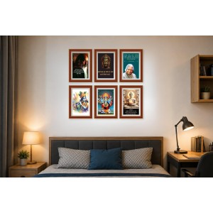 Pack Of 6 Laminated A4 Wall Posters | Spiritual, Motivational & Inspirational Designs | 250 GSM Photo Paper | Water-Resistant | Double-Sided Tape (F39345)