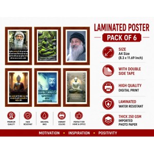 Pack Of 6 Laminated A4 Wall Posters | Spiritual, Motivational & Inspirational Designs | 250 GSM Photo Paper | Water-Resistant | Double-Sided Tape (F39310)