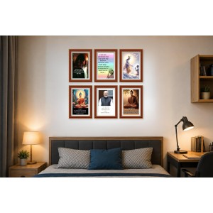 Pack Of 6 Laminated A4 Wall Posters | Spiritual, Motivational & Inspirational Designs | 250 GSM Photo Paper | Water-Resistant | Double-Sided Tape (F39288)