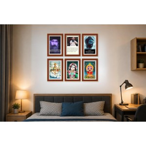 Pack Of 6 Laminated A4 Wall Posters | Spiritual, Motivational & Inspirational Designs | 250 GSM Photo Paper | Water-Resistant | Double-Sided Tape (F39038)