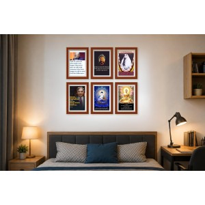 Pack Of 6 Laminated A4 Wall Posters | Spiritual, Motivational & Inspirational Designs | 250 GSM Photo Paper | Water-Resistant | Double-Sided Tape (F39020)