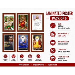 Pack Of 6 Laminated A4 Wall Posters | Spiritual, Motivational & Inspirational Designs | 250 GSM Photo Paper | Water-Resistant | Double-Sided Tape (F38990)
