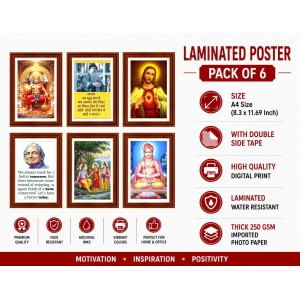 Pack Of 6 Laminated A4 Wall Posters | Spiritual, Motivational & Inspirational Designs | 250 GSM Photo Paper | Water-Resistant | Double-Sided Tape (F39272) Pack Of 6 Laminated A4 Wall Posters | Spiritual, Motivational & Inspirational Designs | 250 GSM Photo Paper | Water-Resistant | Double-Sided Tape (F39272)