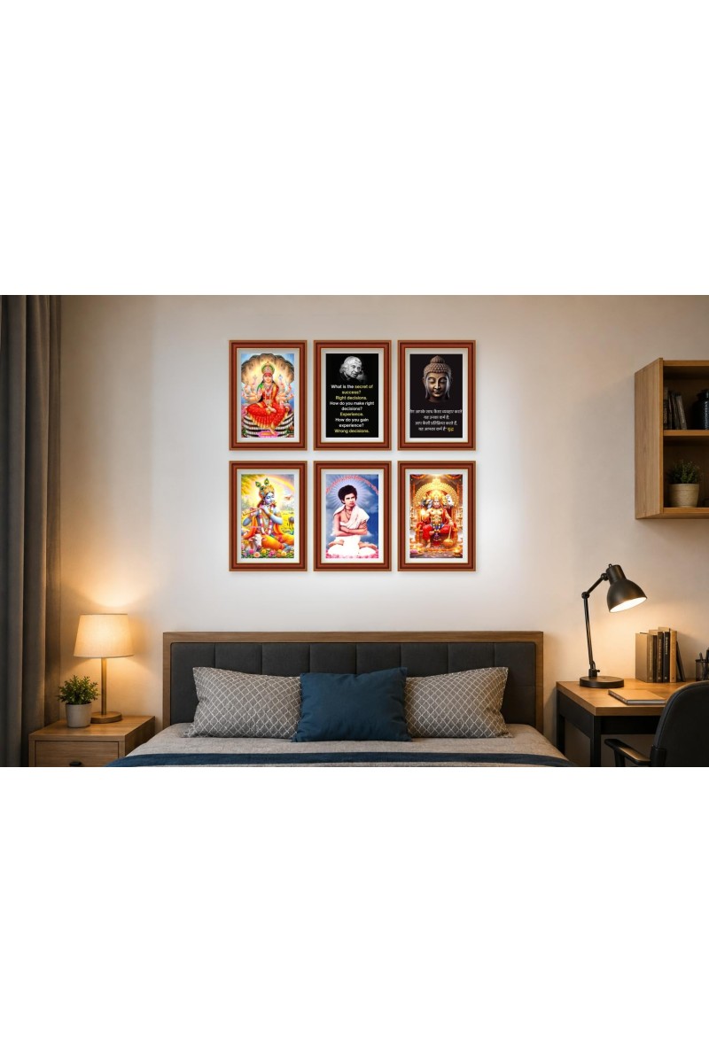 Pack Of 6 Laminated A4 Wall Posters | Spiritual, Motivational & Inspirational Designs | 250 GSM Photo Paper | Water-Resistant | Double-Sided Tape (F38968)