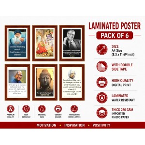Pack Of 6 Laminated A4 Wall Posters | Spiritual, Motivational & Inspirational Designs | 250 GSM Photo Paper | Water-Resistant | Double-Sided Tape (F39426) Pack Of 6 Laminated A4 Wall Posters | Spiritual, Motivational & Inspirational Designs | 250 GSM Photo Paper | Water-Resistant | Double-Sided Tape (F39426)