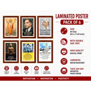 Pack Of 6 Laminated A4 Wall Posters | Spiritual, Motivational & Inspirational Designs | 250 GSM Photo Paper | Water-Resistant | Double-Sided Tape (F39412) Pack Of 6 Laminated A4 Wall Posters | Spiritual, Motivational & Inspirational Designs | 250 GSM Photo Paper | Water-Resistant | Double-Sided Tape (F39412)
