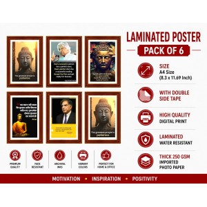 Pack Of 6 Laminated A4 Wall Posters | Spiritual, Motivational & Inspirational Designs | 250 GSM Photo Paper | Water-Resistant | Double-Sided Tape (F39151) Pack Of 6 Laminated A4 Wall Posters | Spiritual, Motivational & Inspirational Designs | 250 GSM Photo Paper | Water-Resistant | Double-Sided Tape (F39151)