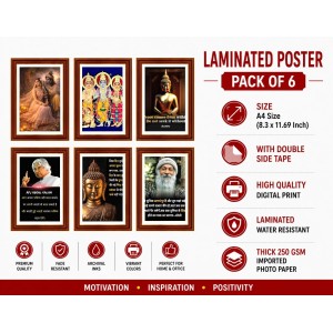 Pack Of 6 Laminated A4 Wall Posters | Spiritual, Motivational & Inspirational Designs | 250 GSM Photo Paper | Water-Resistant | Double-Sided Tape (F39156) Pack Of 6 Laminated A4 Wall Posters | Spiritual, Motivational & Inspirational Designs | 250 GSM Photo Paper | Water-Resistant | Double-Sided Tape (F39156)