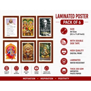 Pack Of 6 Laminated A4 Wall Posters | Spiritual, Motivational & Inspirational Designs | 250 GSM Photo Paper | Water-Resistant | Double-Sided Tape (F39279)
