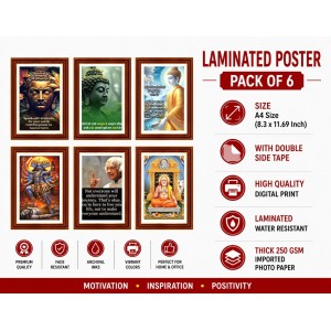 Pack Of 6 Laminated A4 Wall Posters | Spiritual, Motivational & Inspirational Designs | 250 GSM Photo Paper | Water-Resistant | Double-Sided Tape (F39407) Pack Of 6 Laminated A4 Wall Posters | Spiritual, Motivational & Inspirational Designs | 250 GSM Photo Paper | Water-Resistant | Double-Sided Tape (F39407)