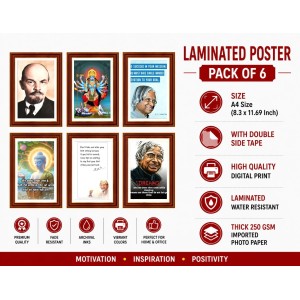 Pack Of 6 Laminated A4 Wall Posters | Spiritual, Motivational & Inspirational Designs | 250 GSM Photo Paper | Water-Resistant | Double-Sided Tape (F39307)