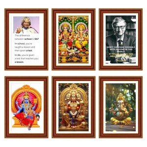 Pack Of 6 Laminated A4 Wall Posters | Spiritual, Motivational & Inspirational Designs | 250 GSM Photo Paper | Water-Resistant | Double-Sided Tape (F39279)