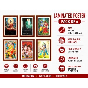 Pack Of 6 Laminated A4 Wall Posters | Spiritual, Motivational & Inspirational Designs | 250 GSM Photo Paper | Water-Resistant | Double-Sided Tape (F39391) Pack Of 6 Laminated A4 Wall Posters | Spiritual, Motivational & Inspirational Designs | 250 GSM Photo Paper | Water-Resistant | Double-Sided Tape (F39391)