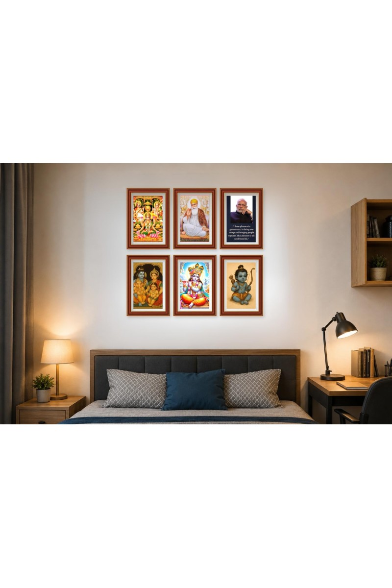 Pack Of 6 Laminated A4 Wall Posters | Spiritual, Motivational & Inspirational Designs | 250 GSM Photo Paper | Water-Resistant | Double-Sided Tape (F39155)