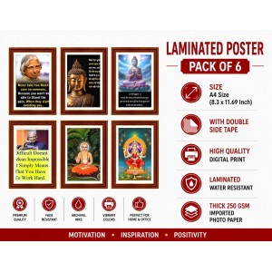 Pack Of 6 Laminated A4 Wall Posters | Spiritual, Motivational & Inspirational Designs | 250 GSM Photo Paper | Water-Resistant | Double-Sided Tape (F39189) Pack Of 6 Laminated A4 Wall Posters | Spiritual, Motivational & Inspirational Designs | 250 GSM Photo Paper | Water-Resistant | Double-Sided Tape (F39189)
