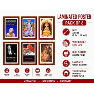 Pack Of 6 Laminated A4 Wall Posters | Spiritual, Motivational & Inspirational Designs | 250 GSM Photo Paper | Water-Resistant | Double-Sided Tape (F39153) Pack Of 6 Laminated A4 Wall Posters | Spiritual, Motivational & Inspirational Designs | 250 GSM Photo Paper | Water-Resistant | Double-Sided Tape (F39153)