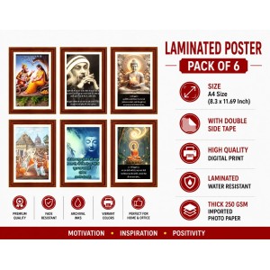 Pack Of 6 Laminated A4 Wall Posters | Spiritual, Motivational & Inspirational Designs | 250 GSM Photo Paper | Water-Resistant | Double-Sided Tape (F39454) Pack Of 6 Laminated A4 Wall Posters | Spiritual, Motivational & Inspirational Designs | 250 GSM Photo Paper | Water-Resistant | Double-Sided Tape (F39454)