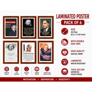 Pack Of 6 Laminated A4 Wall Posters | Spiritual, Motivational & Inspirational Designs | 250 GSM Photo Paper | Water-Resistant | Double-Sided Tape (F39294)