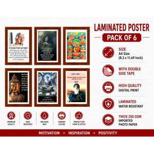 Pack Of 6 Laminated A4 Wall Posters | Spiritual, Motivational & Inspirational Designs | 250 GSM Photo Paper | Water-Resistant | Double-Sided Tape (F39114) Pack Of 6 Laminated A4 Wall Posters | Spiritual, Motivational & Inspirational Designs | 250 GSM Photo Paper | Water-Resistant | Double-Sided Tape (F39114)
