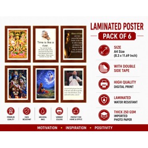 Pack Of 6 Laminated A4 Wall Posters | Spiritual, Motivational & Inspirational Designs | 250 GSM Photo Paper | Water-Resistant | Double-Sided Tape (F39440) Pack Of 6 Laminated A4 Wall Posters | Spiritual, Motivational & Inspirational Designs | 250 GSM Photo Paper | Water-Resistant | Double-Sided Tape (F39440)