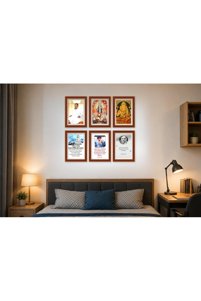 Pack Of 6 Laminated A4 Wall Posters | Spiritual, Motivational & Inspirational Designs | 250 GSM Photo Paper | Water-Resistant | Double-Sided Tape (F39167)