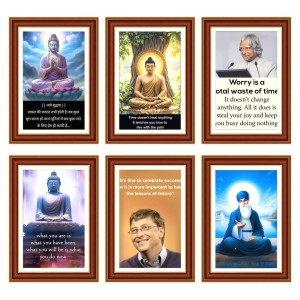 Pack Of 6 Laminated A4 Wall Posters | Spiritual, Motivational & Inspirational Designs | 250 GSM Photo Paper | Water-Resistant | Double-Sided Tape (F39052)
