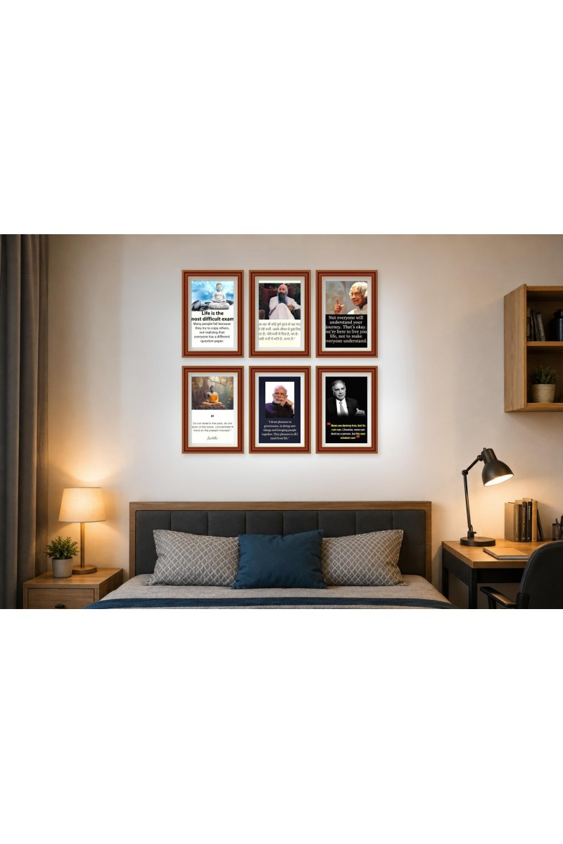 Pack Of 6 Laminated A4 Wall Posters | Spiritual, Motivational & Inspirational Designs | 250 GSM Photo Paper | Water-Resistant | Double-Sided Tape (F39320)