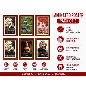 Pack Of 6 Laminated A4 Wall Posters | Spiritual, Motivational & Inspirational Designs | 250 GSM Photo Paper | Water-Resistant | Double-Sided Tape (F39393) Pack Of 6 Laminated A4 Wall Posters | Spiritual, Motivational & Inspirational Designs | 250 GSM Photo Paper | Water-Resistant | Double-Sided Tape (F39393)