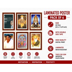 Pack Of 6 Laminated A4 Wall Posters | Spiritual, Motivational & Inspirational Designs | 250 GSM Photo Paper | Water-Resistant | Double-Sided Tape (F38995)