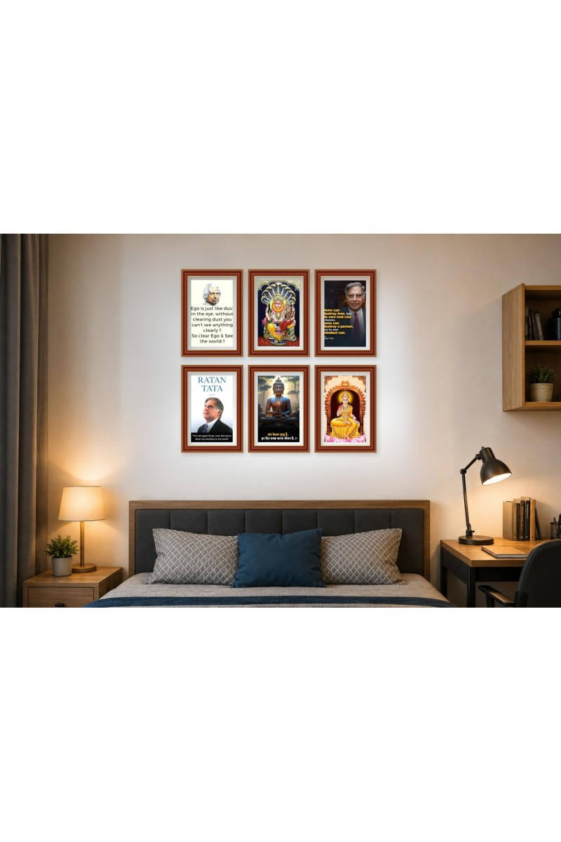 Pack Of 6 Laminated A4 Wall Posters | Spiritual, Motivational & Inspirational Designs | 250 GSM Photo Paper | Water-Resistant | Double-Sided Tape (F38976)