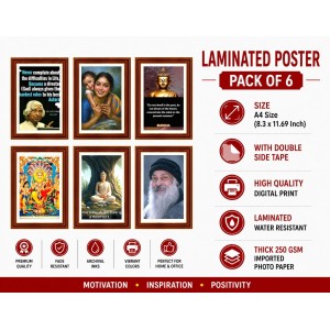 Pack Of 6 Laminated A4 Wall Posters | Spiritual, Motivational & Inspirational Designs | 250 GSM Photo Paper | Water-Resistant | Double-Sided Tape (F39436) Pack Of 6 Laminated A4 Wall Posters | Spiritual, Motivational & Inspirational Designs | 250 GSM Photo Paper | Water-Resistant | Double-Sided Tape (F39436)