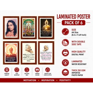 Pack Of 6 Laminated A4 Wall Posters | Spiritual, Motivational & Inspirational Designs | 250 GSM Photo Paper | Water-Resistant | Double-Sided Tape (F39308)