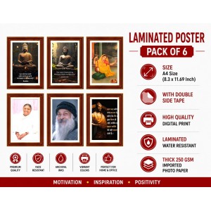 Pack Of 6 Laminated A4 Wall Posters | Spiritual, Motivational & Inspirational Designs | 250 GSM Photo Paper | Water-Resistant | Double-Sided Tape (F39043) Pack Of 6 Laminated A4 Wall Posters | Spiritual, Motivational & Inspirational Designs | 250 GSM Photo Paper | Water-Resistant | Double-Sided Tape (F39043)
