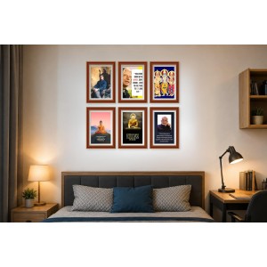 Pack Of 6 Laminated A4 Wall Posters | Spiritual, Motivational & Inspirational Designs | 250 GSM Photo Paper | Water-Resistant | Double-Sided Tape (F39292)