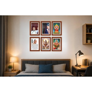 Pack Of 6 Laminated A4 Wall Posters | Spiritual, Motivational & Inspirational Designs | 250 GSM Photo Paper | Water-Resistant | Double-Sided Tape (F39300)