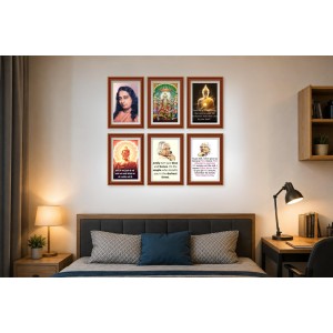 Pack Of 6 Laminated A4 Wall Posters | Spiritual, Motivational & Inspirational Designs | 250 GSM Photo Paper | Water-Resistant | Double-Sided Tape (F39308)