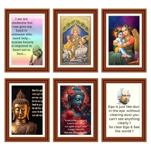 Pack Of 6 Laminated A4 Wall Posters | Spiritual, Motivational & Inspirational Designs | 250 GSM Photo Paper | Water-Resistant | Double-Sided Tape (F39318)