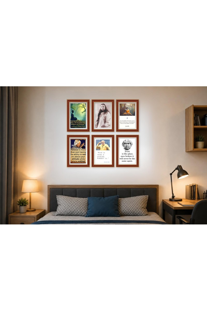 Pack Of 6 Laminated A4 Wall Posters | Spiritual, Motivational & Inspirational Designs | 250 GSM Photo Paper | Water-Resistant | Double-Sided Tape (F38978)