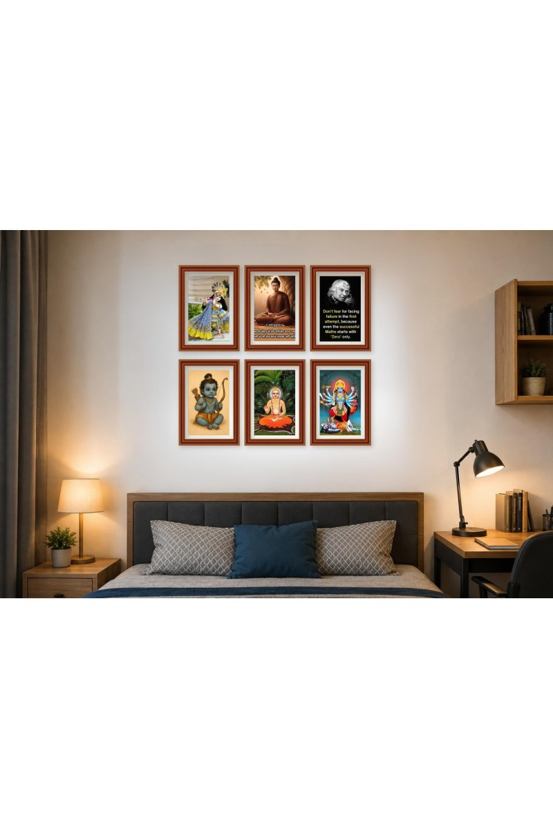 Pack Of 6 Laminated A4 Wall Posters | Spiritual, Motivational & Inspirational Designs | 250 GSM Photo Paper | Water-Resistant | Double-Sided Tape (F39227)