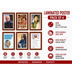 Pack Of 6 Laminated A4 Wall Posters | Spiritual, Motivational & Inspirational Designs | 250 GSM Photo Paper | Water-Resistant | Double-Sided Tape (F39304)