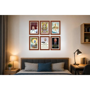 Pack Of 6 Laminated A4 Wall Posters | Spiritual, Motivational & Inspirational Designs | 250 GSM Photo Paper | Water-Resistant | Double-Sided Tape (F39324)
