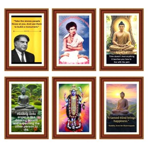 Pack Of 6 Laminated A4 Wall Posters | Spiritual, Motivational & Inspirational Designs | 250 GSM Photo Paper | Water-Resistant | Double-Sided Tape (F39337)